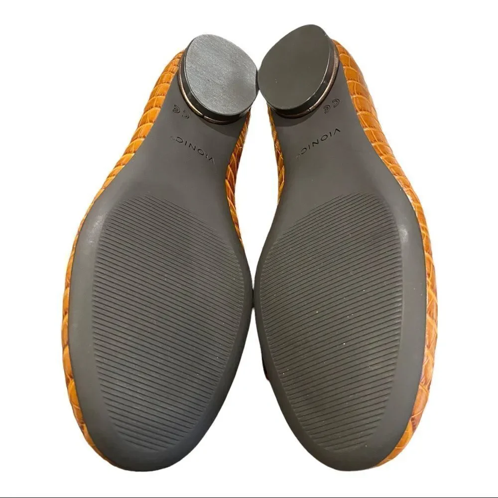 NEW Vionic Jewel Hannah Croc Espresso Leather Slip-on Flats 6